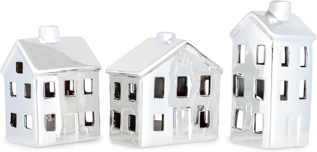 mark feldstein chrome finish porcelain led village, set shown in use