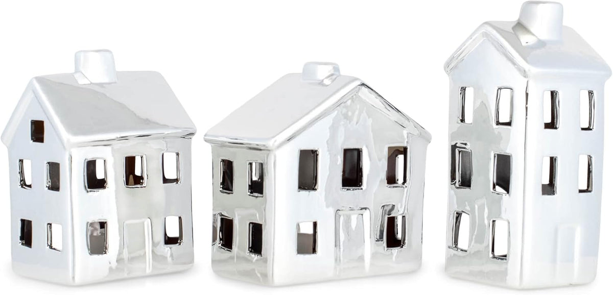 mark feldstein chrome finish porcelain led village, set shown in use
