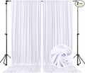 10 x 7 Feet White Backdrop Curtain for Partie, Background Curtains for Photoshoot, Birthday, Wedding, Halloween, Thanksgiving, Christmas, New Year Party Decorations 5Ft x 7Ft, 2 Panels