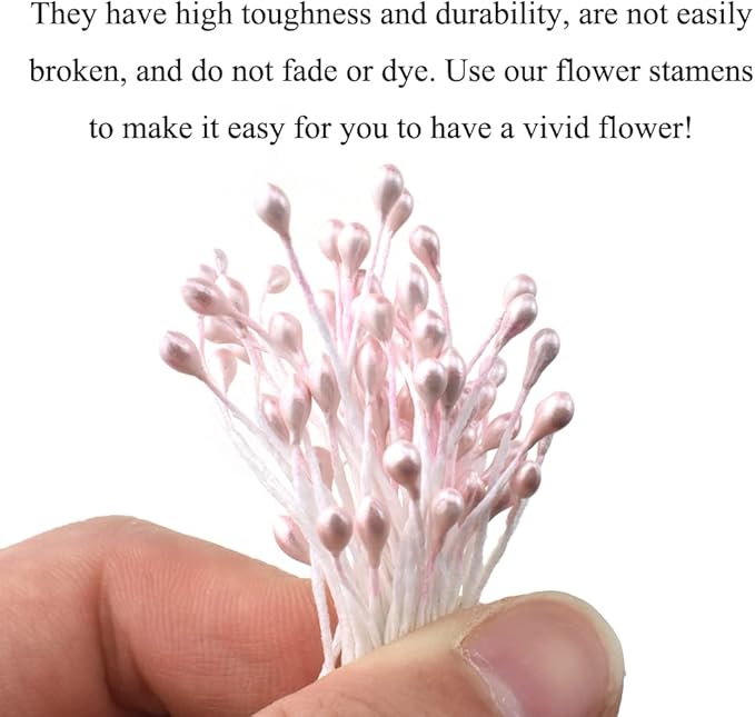 HAHIYO 700Pcs 3mm Light Pink Pearl Double Head Flower Stamen Pistil Hand-Made Artificial Flower Pistil para Flore Pearlized Floral Stamen Flower Pollen Stamen for Flower Making Scrapbook Decoration