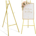 GRENTY 46.7" Gold Easel Stand for Wedding Signs – No Assembly Needed, Heavy Duty Metal Display Stand for Art, Welcome Signs, Posters, Pictures, Paintings, and Floor Décor