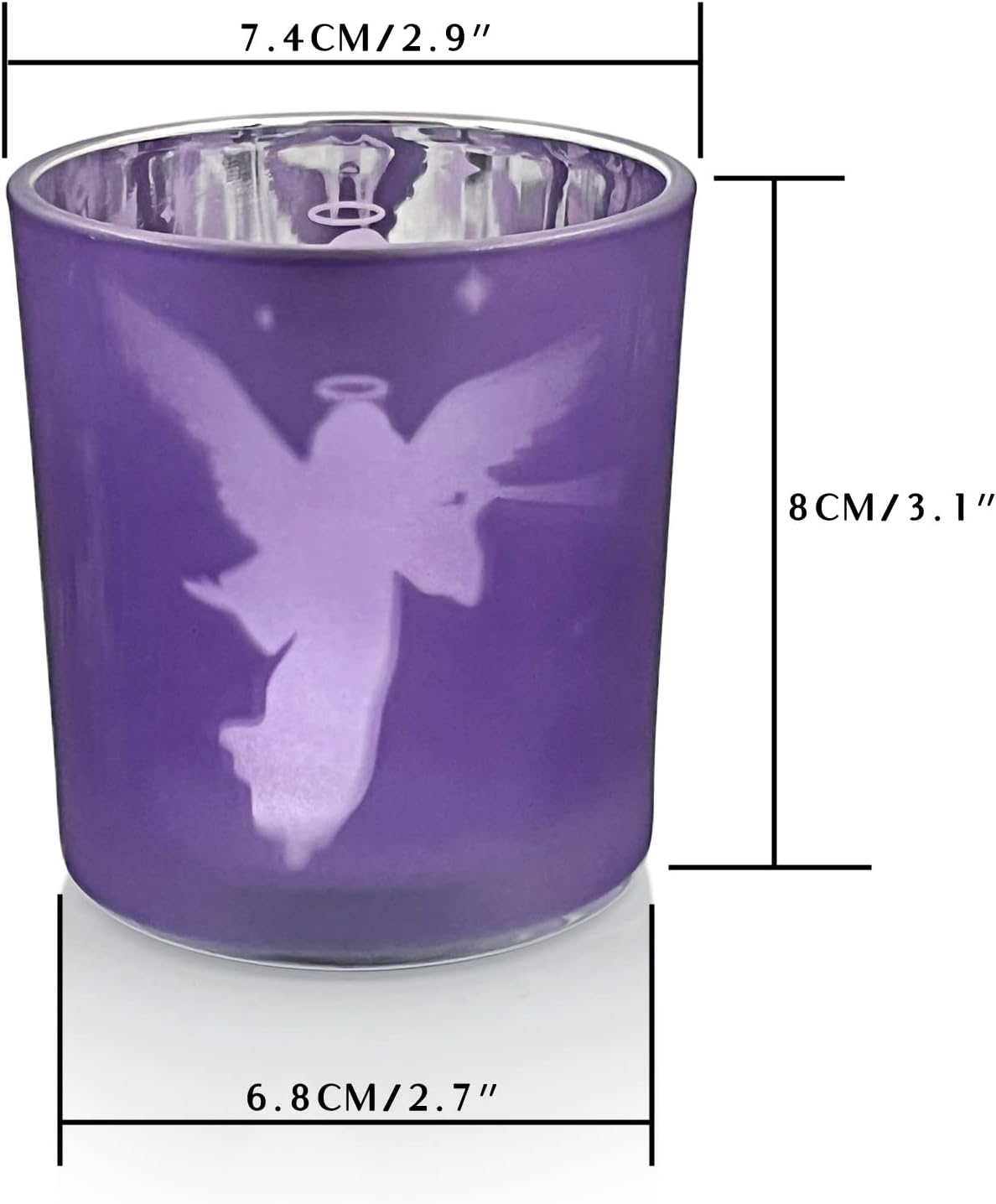 Advent Candle Holder Set of 4, Christian Decoration Votive Candle Holders, Glass Tealight Holders for Christmas Table Centerpieces Nativity Decorations, Purple & Pink
