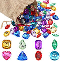 100 Pieces Toy Gems Pirate Treasure Jewels Fake Acrylic Gems Multicolor Bling Diamonds Plastic Gemstones with a Drawstring Bag for Party Table Decorations Sensory Bin Filler Pirate Party Favors