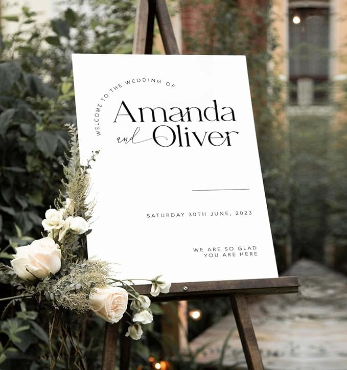 Minimalist Modern Wedding Welcome Sign - Large Poster, Simple Editable Reception Sign