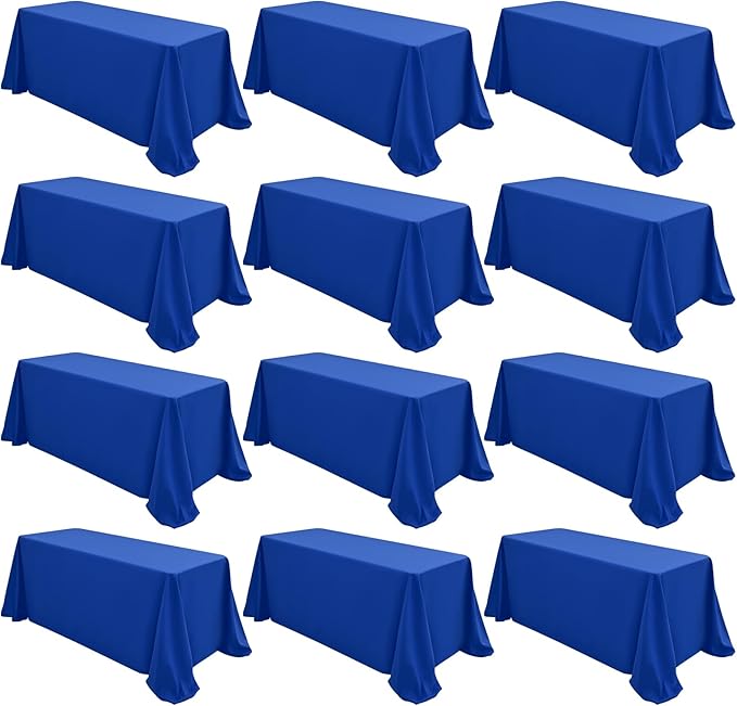 12 Packs 90 x 132 Inch Tablecloth, Royal Blue Polyester Table Cloth for 6ft Rectangle Tables,Washable Fabric TableCover for Wedding Banquets Parties Buffet Dining Table