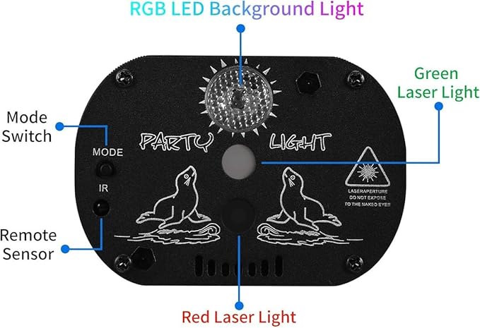 POCOCO Wireless DJ Party Lights - Laser Light Stage Light for Disco Party Birthday Wedding Halloween Christmas Festival