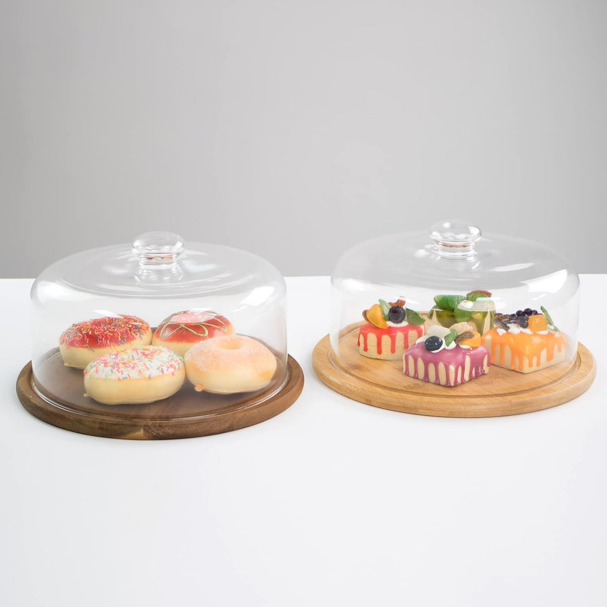 10.2''Glass Dessert Dome with Base, 11.8" Decorative Cake Tray