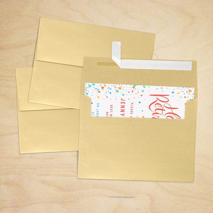 LUXPaper A7 Invitation Envelopes | Peel & Press | 5 1/4" x 7 1/4" | Blonde Metallic | 80lb. Text | 1,000 Qty