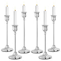 CHILL RECIPE Silver Taper Candle Stick Holders Tall Candle Holder, Vintage Candlesticks Holder Bulk for Home Decor Table Centerpiece Dining Party Festival Decorations (2 Set 6Pcs)