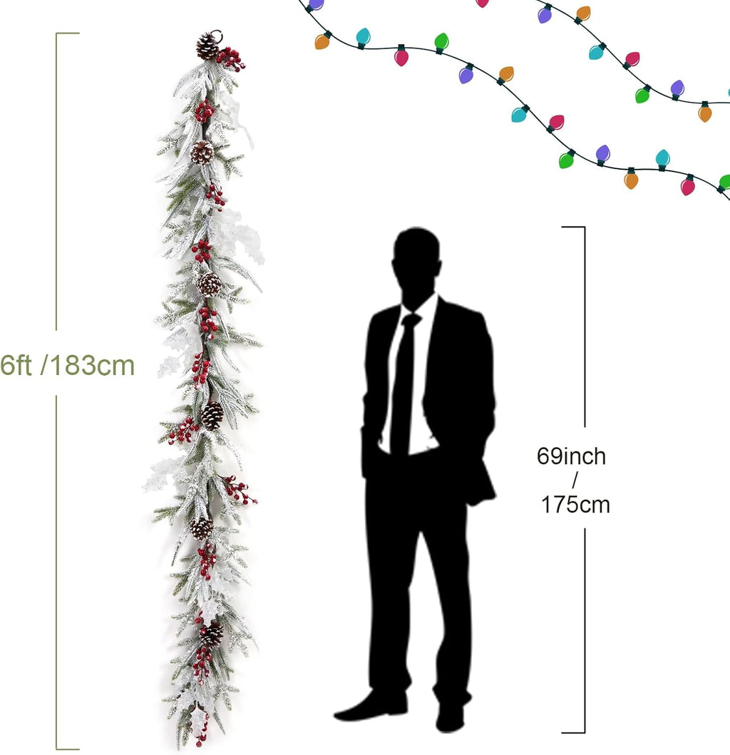 6 ft pre-lit christmas garland with 20 led shown in use