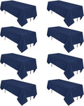8 Pack Navy Blue Tablecloth 60 x 126 Inch Rectangular Tablecloths for 8 Foot Rectangle Tables, Wrinkle Resistant Blue Table Cloth Washable Polyester Fabric Table Covers for Party Wedding Banquet