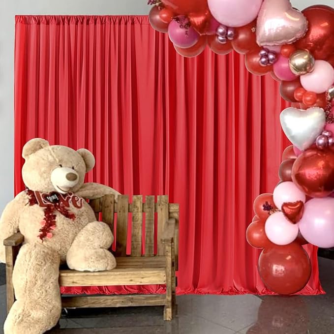AK TRADING CO. 10 feet x 8 feet IFR Polyester Backdrop Drapes Curtains Panels with Rod Pockets - Wedding Ceremony Party Home Window Decorations - RED