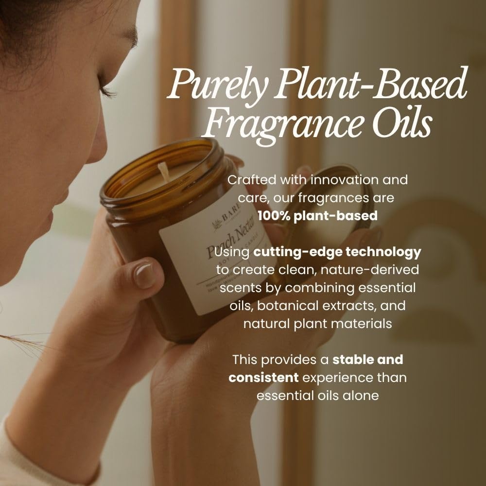 Bare Botanics 9oz Non Toxic Soy Candle Warm Vanilla Oak - 40+ Hour Burn | 100% Plant-Based Fragrance Oils | Handpoured in Wisconsin | Clean-Burning Soy Wax