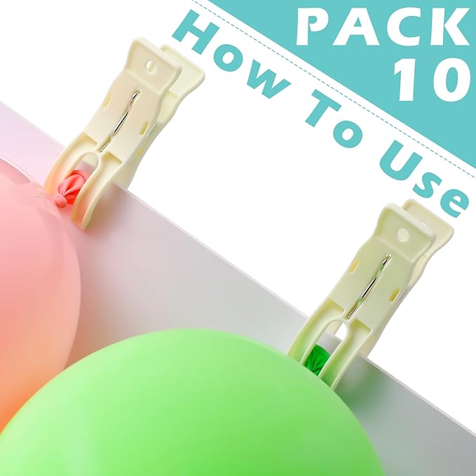 LemonRoad 10 Pack Large Balloon Arch Clips Plastic Transparent Backdrop Spring Clamps 3.5 Inch Heavy Duty Clip for Balloon Arch Kit Birthday Decoration Crafts Woodworking Photography Studios (Beige)