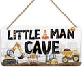 Little Man Cave Sign for Boys Construction Trucks Wooden Door Wall Hanging | Little Man Cave Sign, Gamer Room Decor For Boys, Nursery Decor Rustic Baby Room Toddler Boy Gamer Decor