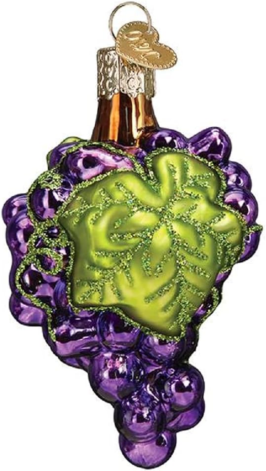 Old World Christmas Grapes Glass Blown Ornament for Christmas Tree, Handcrafted Holiday Decoration, Fruit Collection