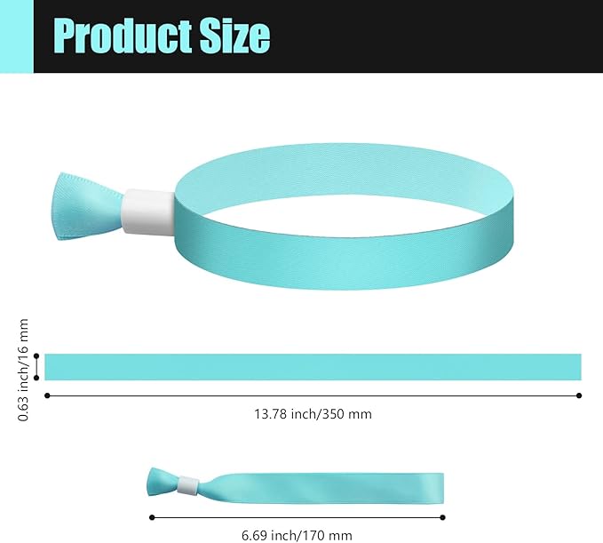 100 Pcs Cloth Event Wristbands, Event Wristbands, Colored Wrist Bands for Events, for Lightweight Concert Wrist Strap for Activities, Party Bracelets for Events (Color : Water Green)