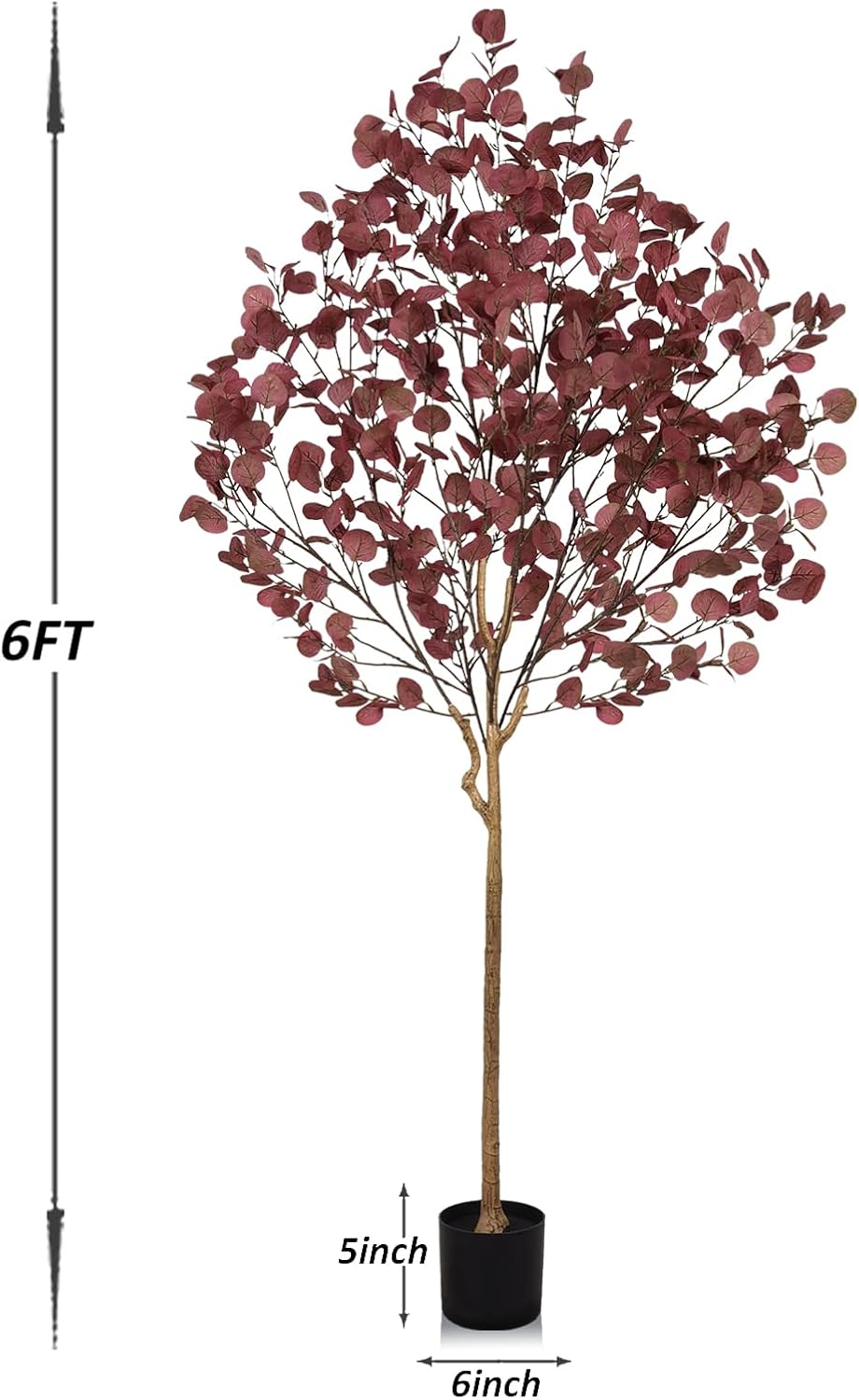 artificial eucalyptus tree for fall decor, 6 ft, front angle view