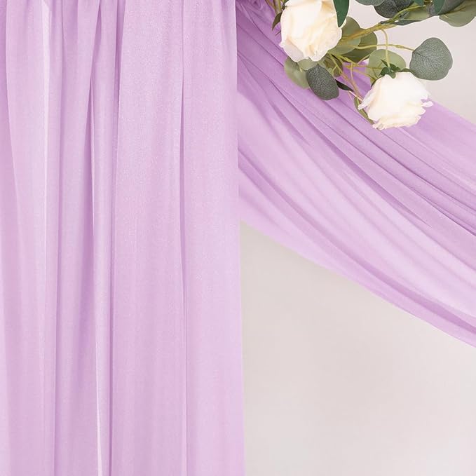 MLMC Lilac Purple Wedding Arch Draping Fabric 1 Panel 29" x 20 FT Extra Long Lavender Gauze Drapes Sheer Backdrop Curtains 6.6 Yards Outdoor Drapery Panels for Wedding Birthday Party Decoration