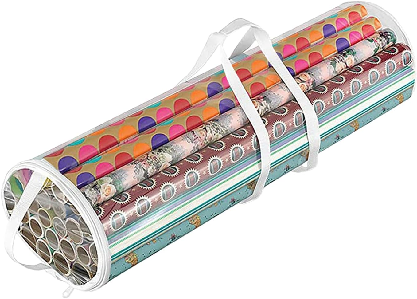 Wrapping Paper Storage Bag - Transparent Storage Tote, Gift Wrap Organizer With Handles, Multi-Purpose Holiday Container | Home Party Festival Decoration Setup Carrying Solution Living Space