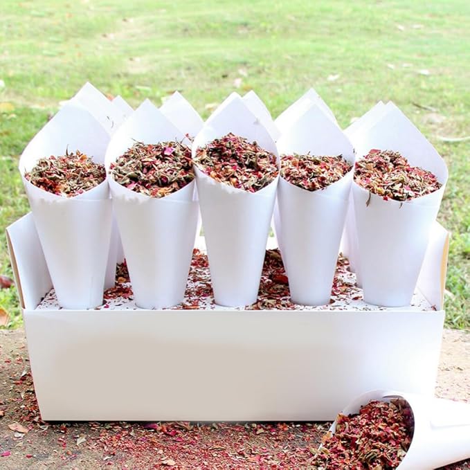 PRETYZOOM 60pcs Flower Cones Confetti Cones Rose Petal Candy Kraft Paper Cones Party Accessory Congratulation Accessories .07inches