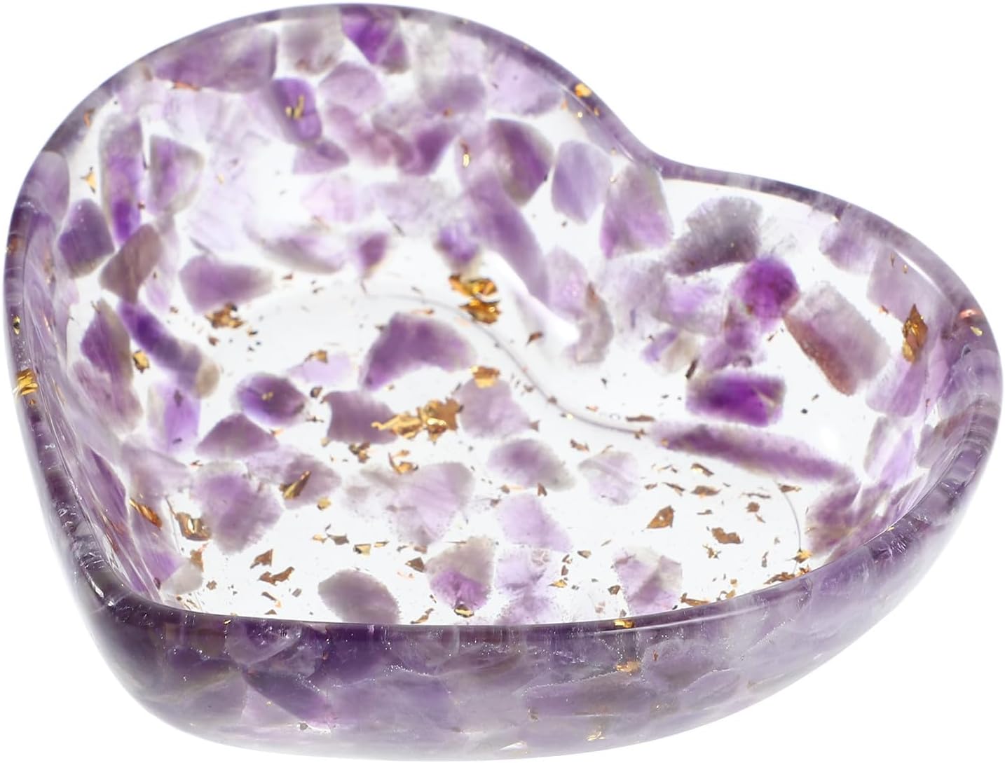 Mikinona Natural Crystal Heart Shaped Candle Base Resin Candle Cup Holder with Unique Texture, Handpolished and Built to Last, Decorative Ornament for Office and Bedroom