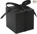 COTOPHER 100pcs Wedding Favor Boxes, Paper Gift Boxes 3x3x3 Inches Small Gift Boxes with Ribbons Small Boxes for Gifts, Crafting, Cupcake, Candy, Bridesmaid Proposal Boxes，Easy Assemble Boxes (Black)