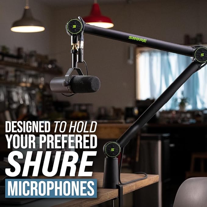 Shure by Gator Deluxe Articulating Desktop Podcasting Mic Boom Arm with Cable Management Channel; (SH-BROADCAST1)