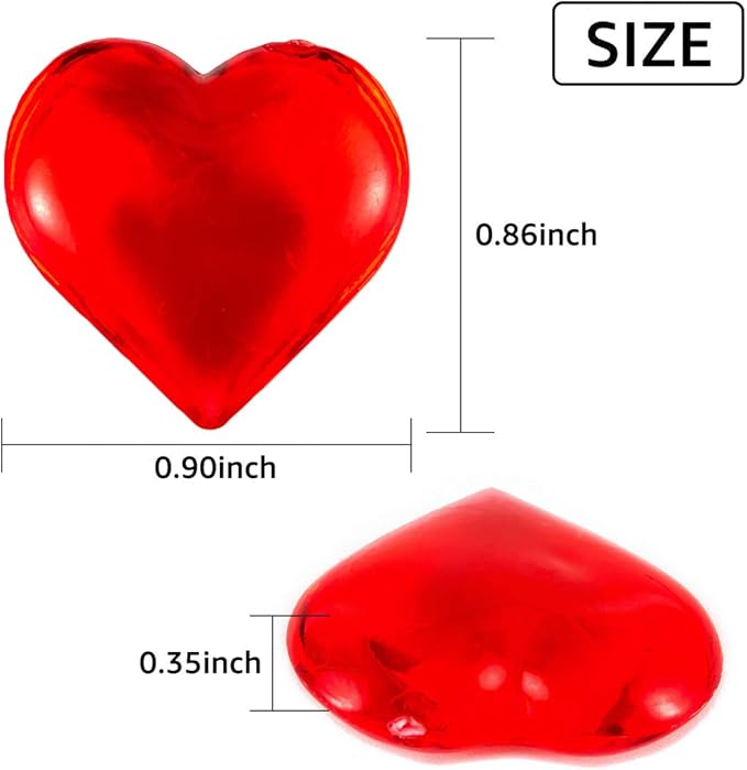 Red Acrylic Heart Translucent Hearts Shaped Crystals Gems for Table Scatter, Valentine's Day, Wedding, Artwork, Birthday Party Decoration, Favor Vase Filler (150 Pieces) (Red)