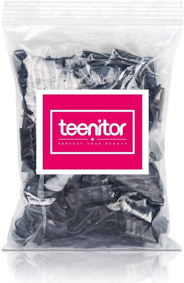 Teenitor 100 Pack Small Curtain Clips Curtain Hooks for Outdoor String Lights, Stainless Steel Clips for Hanging Curtain Hooks for Drapes, Black