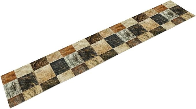 Rustic Cow Skin Patchwork Print Table Runner, Farmhouse Country Western Style Fur Table Cover for Dinning Home Party Holidays Home Setting, 13x60 Inch