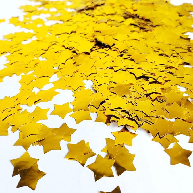 Star Confetti - 0.6 inch Round Gold Foil, Shiny for Parties & Balloons (3.52 oz)
