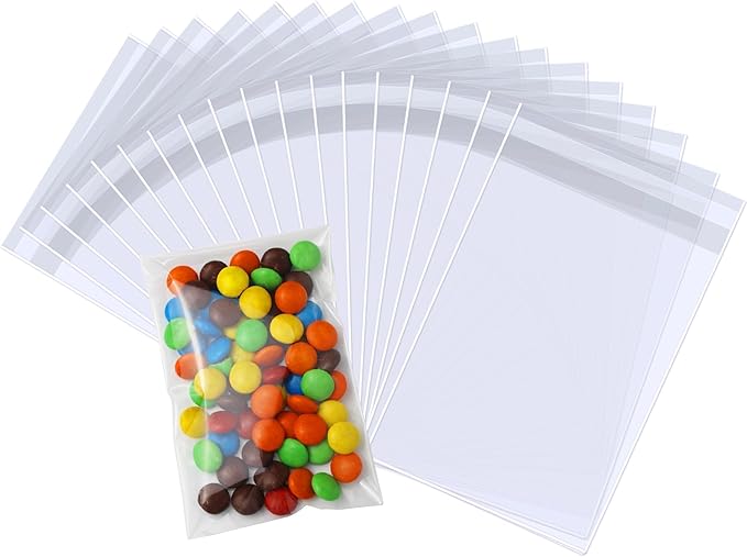 PigPotParty 3"x5" Cellophane Cookie Bags Self Sealing, 200 Pcs Clear Plastic Treat Individual Cookie Bags with seal, Perfect for Goodies, Party Favors, Snacks, Gift Wrapping