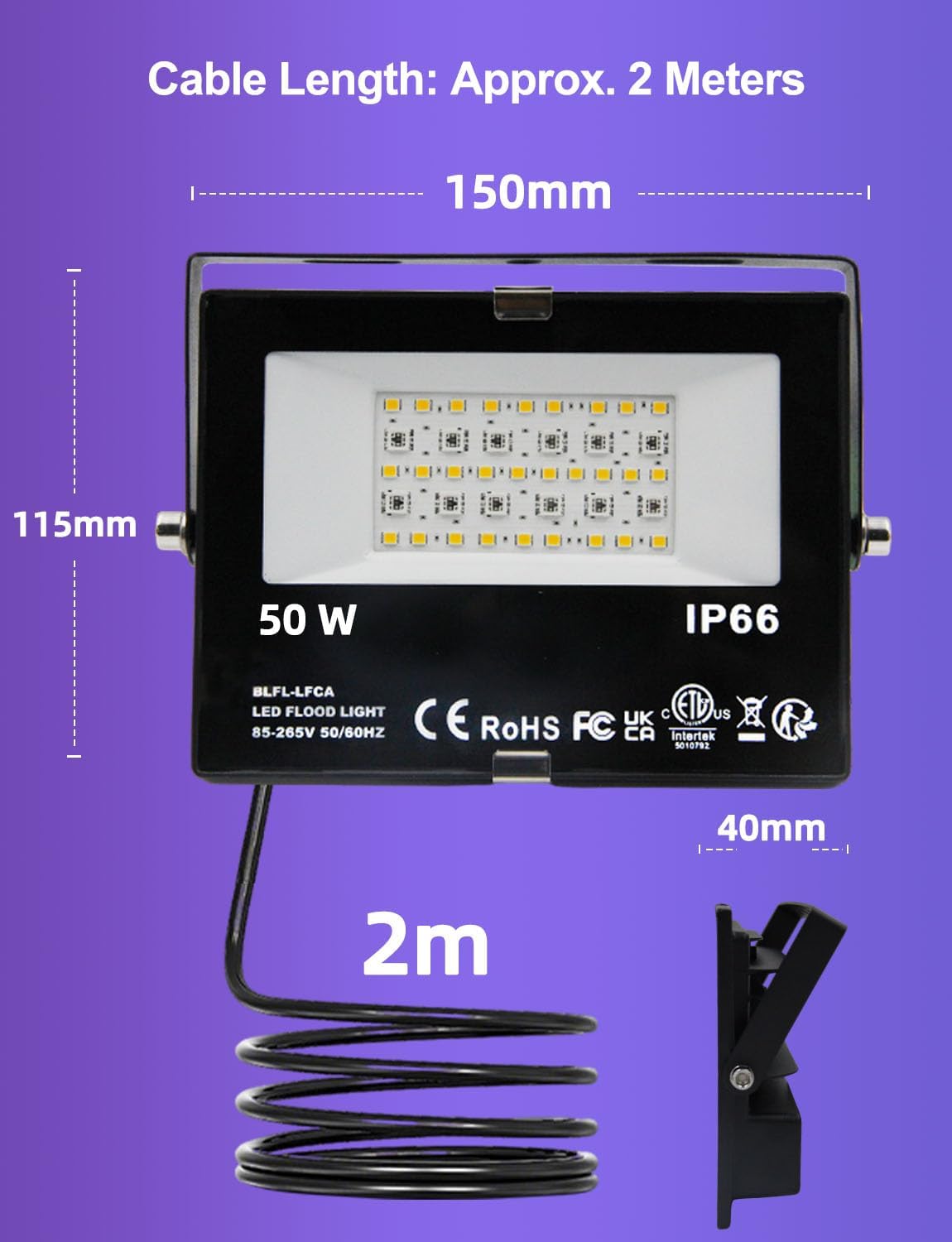 HEKEE RGB Led Flood Light 50W, Outdoor Color Changing DIY Customized Strobe M...