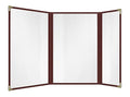 Goodsmart Restaurant Menu Covers – 25 Pack Burgundy 6 Views Trifold, Side-Loading Menu Holders, Vinyl & Plastic Menu Covers, Clear Menu Sleeves, 8.5" x 14" & 4.25" x 14", Café Style with Gold Corners