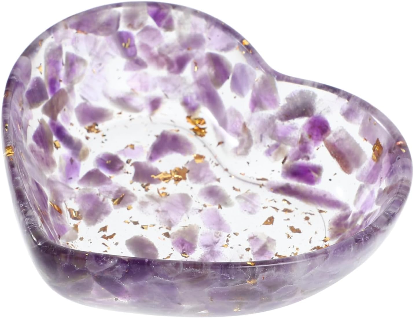 Happyyami Heart Shaped Resin Candle Holder Unique Decorative Bowl for Living Room Bedroom and Office Natural Crystal Gravel Craft for Enhanced Aesthetic and Relaxing Atmosphere