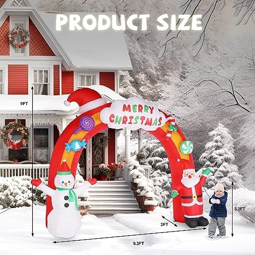 vingli 9ft tall christmas santa archway inflatable, blow, close-up detail