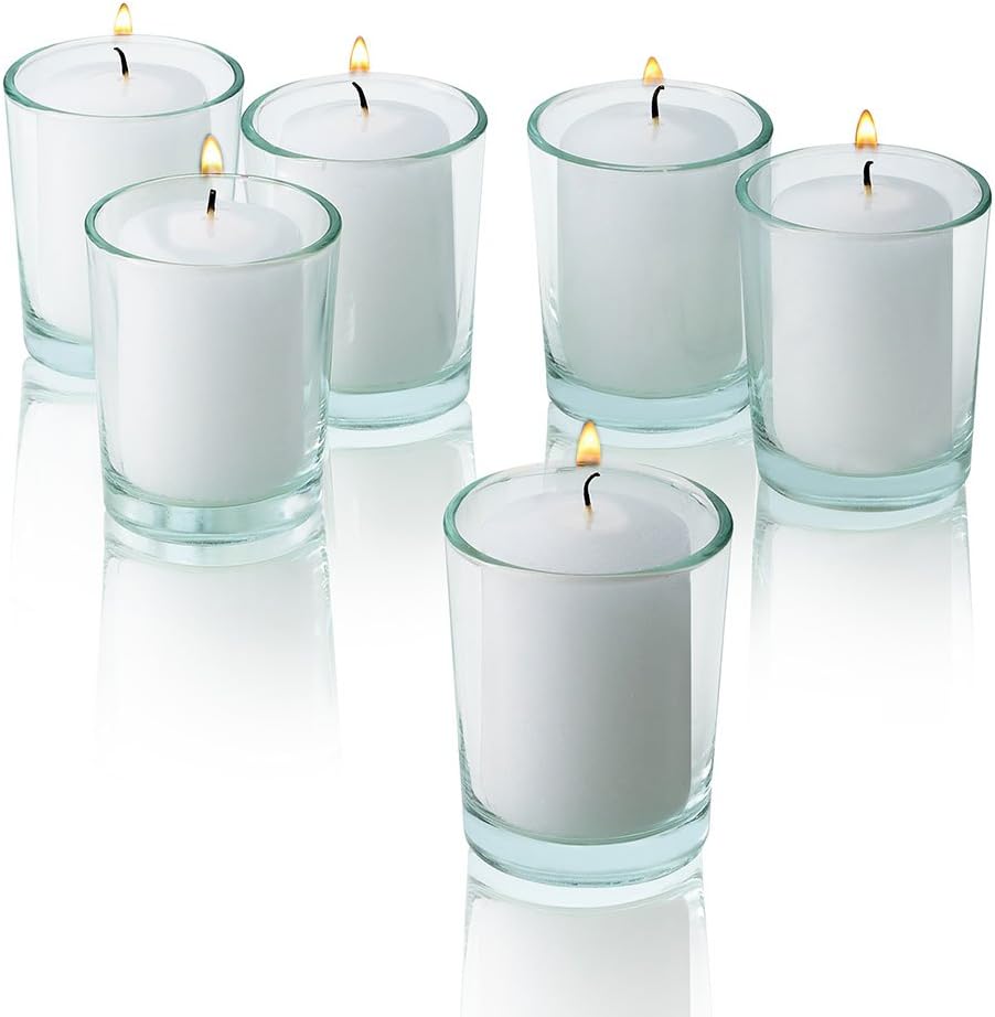 PARNOO Unscented Votive Candles Box of 72 Bulk Candles 15 Hour Burn Time for Weddings, Restaurants, Parties, Spa and Decorations, V1572