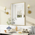BEAUTYPEAK Gold Bathroom Wall Mirror - 24" x 36" Rectangular Mirror with Metal Frame, Hangs Horizontal or Vertical for Living Room Bedroom Bathroom Entryway
