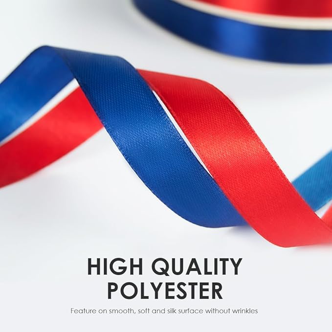 4 Inches x 25 Yards Polyester Satin Ribbon, Solid Color White Satin Ribbon for Crafts, Gift Wrapping, Hair Bows, Wedding Party Decoration, Bow Making (Red)