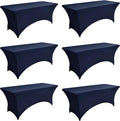 6-Pack 6ft Spandex Table Covers for Rectangle Standard Folding Tables - Wrinkle Resistant Stretch Tablecloths - Ultimate Fitted Table Protector for Parties, Trade Shows, Wedding