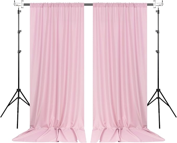 Pink Backdrop Curtain for Parties Rod Pocket Pink Curtains Photography Backdrop Drapes Privacy Fabric Decoration for Birthday Party Wedding Baby Shower Home Decor, 5ft x 7ft, 2 Panels