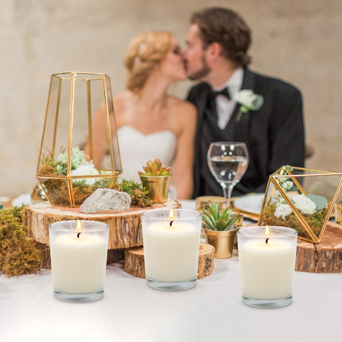 4 Packs Unscented White Votive Candles in Glass, 2 Inch Natural Soy Wax Scentless Candles for Christmas Wedding Party Home Decor Holidays Relaxation Spa, 12-15 Hour Burning Time