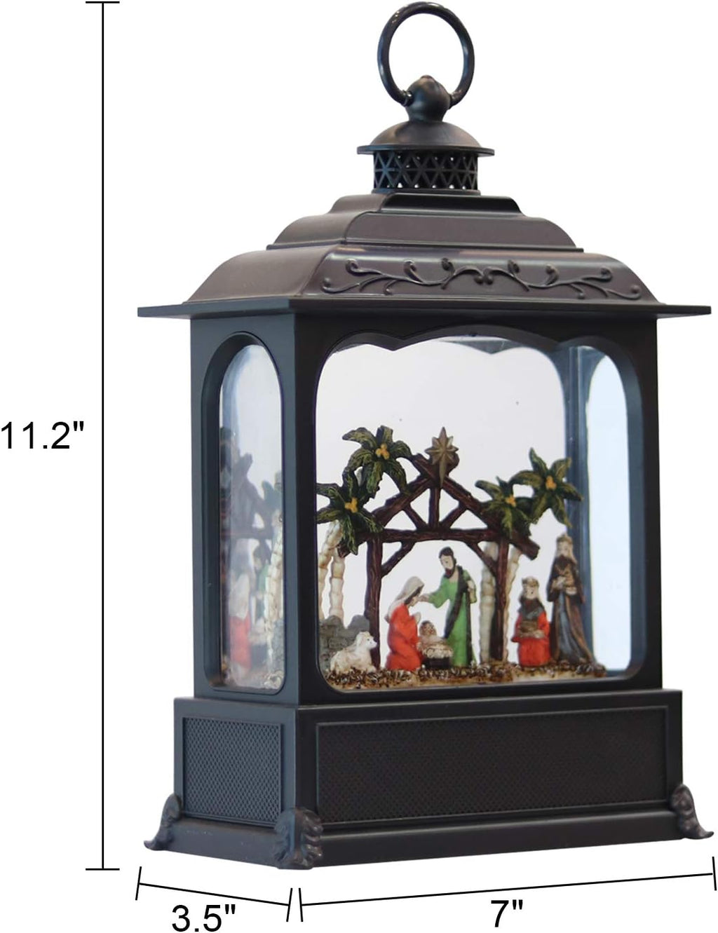 Eldnacele Musical Snow Globe Lantern with Timer, Lighted USB/Battery Operated Swirling Singing Water Glittering Lantern, Snow Globes for Adults and Kids Christmas Decoration- Nativity
