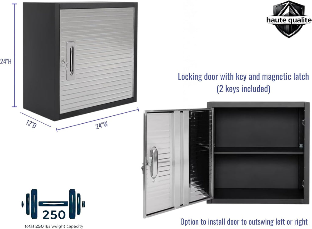Heavy Duty 8-Piece Steel Garage Cabinet Storage Set with Rolling Workbench, Storage Cabinet System,Perfect for Big Garage or Workshop. (Graphite Black, 12 feet (144” W x 20" D x 90.5" H))