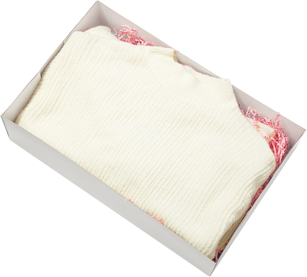 Mefleet 12 Pack Gift Boxes with Lids Assorted Sizes - 6 Large 17" (4" Deep) & 6 Medium 14" (2" Deep) White Shirt Clothes Robe Sweater Box for Wrapping Christmas Presents, Holidays Gift