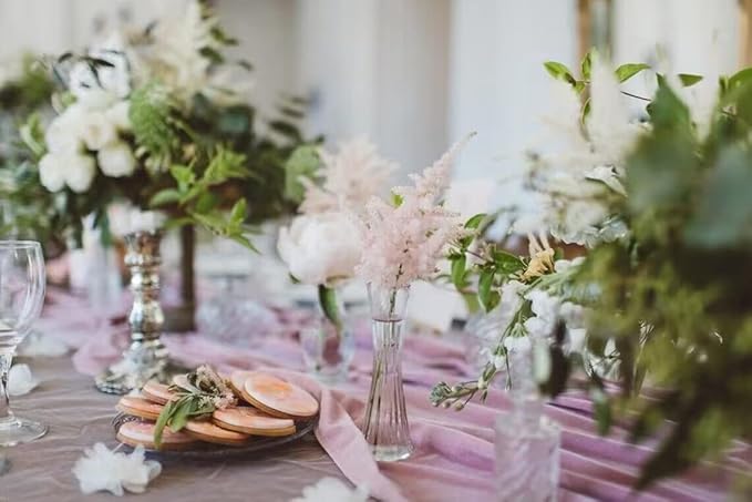 Luxurious Velvet Table Runner, 10ft Wedding Reception Decorations, 20x120inch Soft Velvet Fabric, Table Linen Overlay, Wedding Table Runners (Dusty Rose/ Blush Pink /Mauve, 20X120inch)