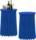 Cocktail Table Covers - 2 Pack 32"x 43" Royal Blue Cocktail Table Tablecloth with Natural Wavy Round Table Skirt Fitted High Top Table for Bar Wedding Party Banquet