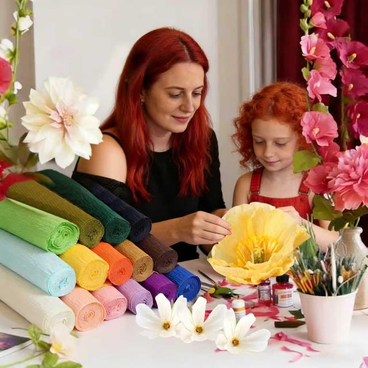Premium Heavy Crepe Paper Rolls - Italian Style High Stretch (300%) for Realistic Giant Paper Flowers & DIY Crafts - Thick, Durable Florist Paper for Wedding Backdrop, Party