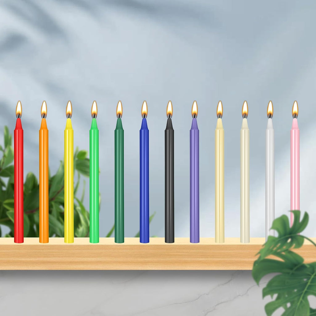24 pcs Colored Candle Chime,Spell Candles Unscented Colored Candles Mini Taper,16cm-6.5Inch Tall 0.4 Inch Diameter, Candle Holder Rituals, Prayer, Meditation (24, 16cm)
